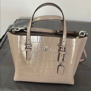 Coach Tan Leather Tote with Croc Embossing